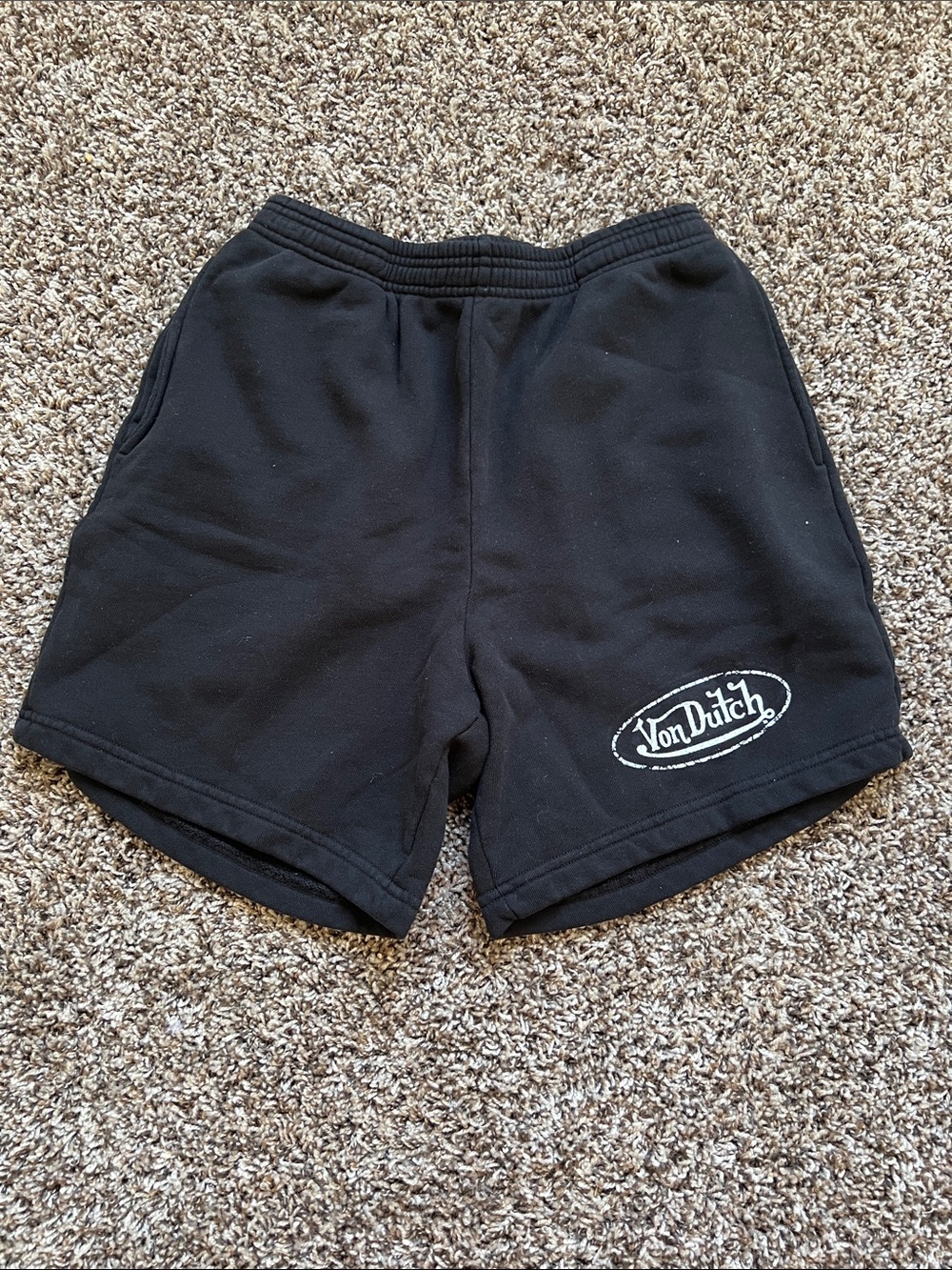 Von Dutch Black Athletic Sweat Shorts with Logo